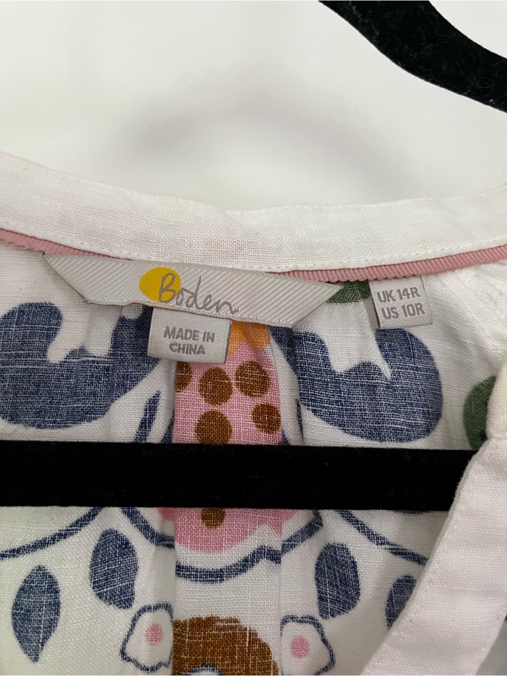 Boden White Floral Motif Dress with Navy, Pink & Mustard Accents - Picture 5 of 6